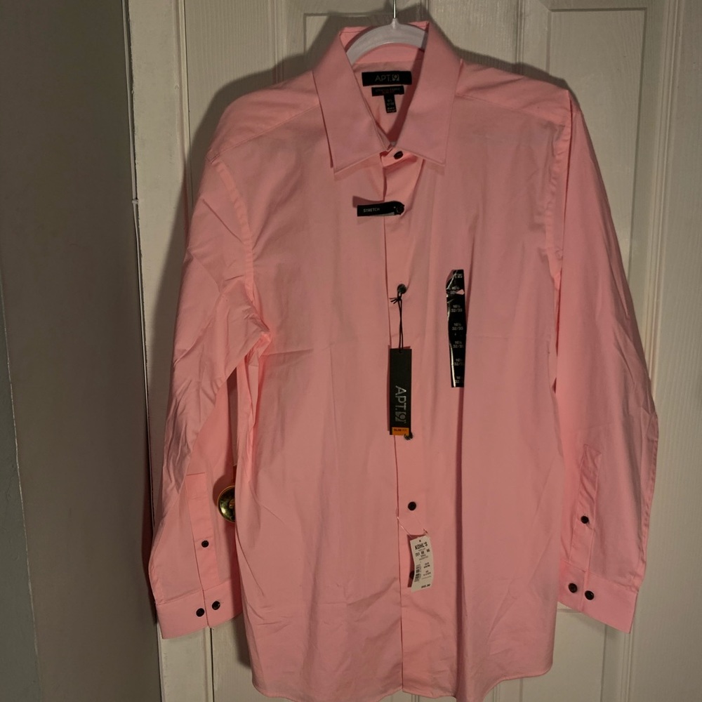 Apt. 9 Pink Dress Shirt Slim Fit 16.5 32/33